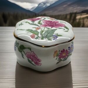 Vintage Hammersley Trinket Box Floral Design Made In England